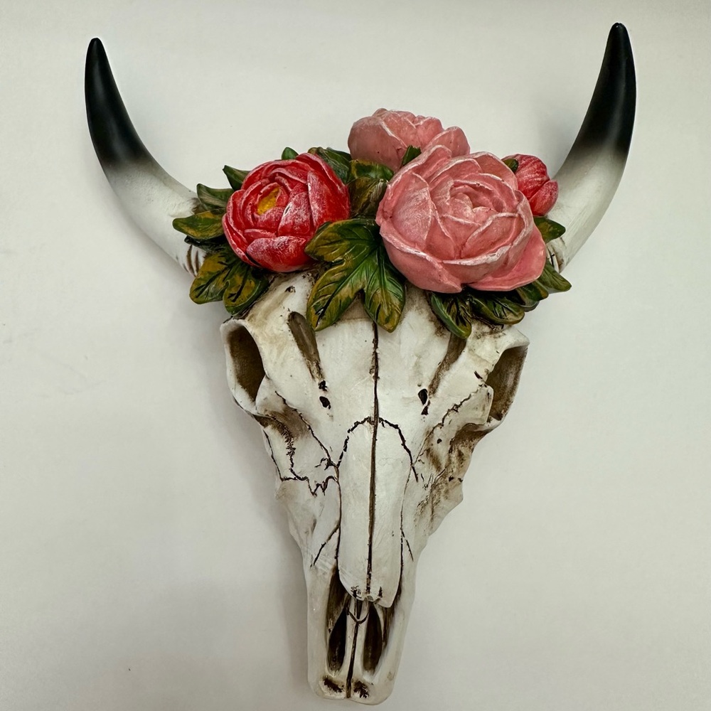 Hobby Lobby Floral Skull Wall Decor Hook - Pink and Green